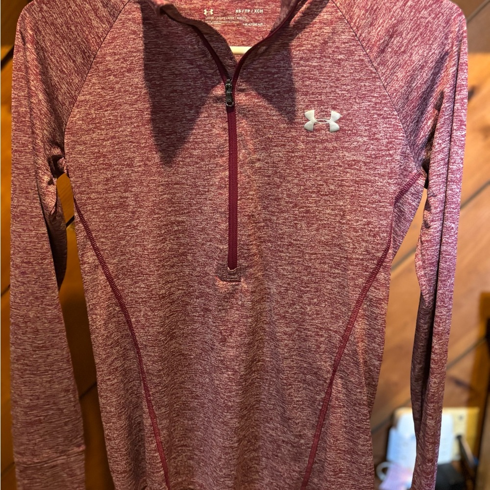 Under Armour Burgundy Heathered Quarter-Zip Top